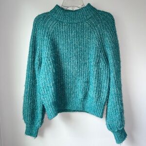 Mock Turtleneck Pullover Chunky Knit Sweater